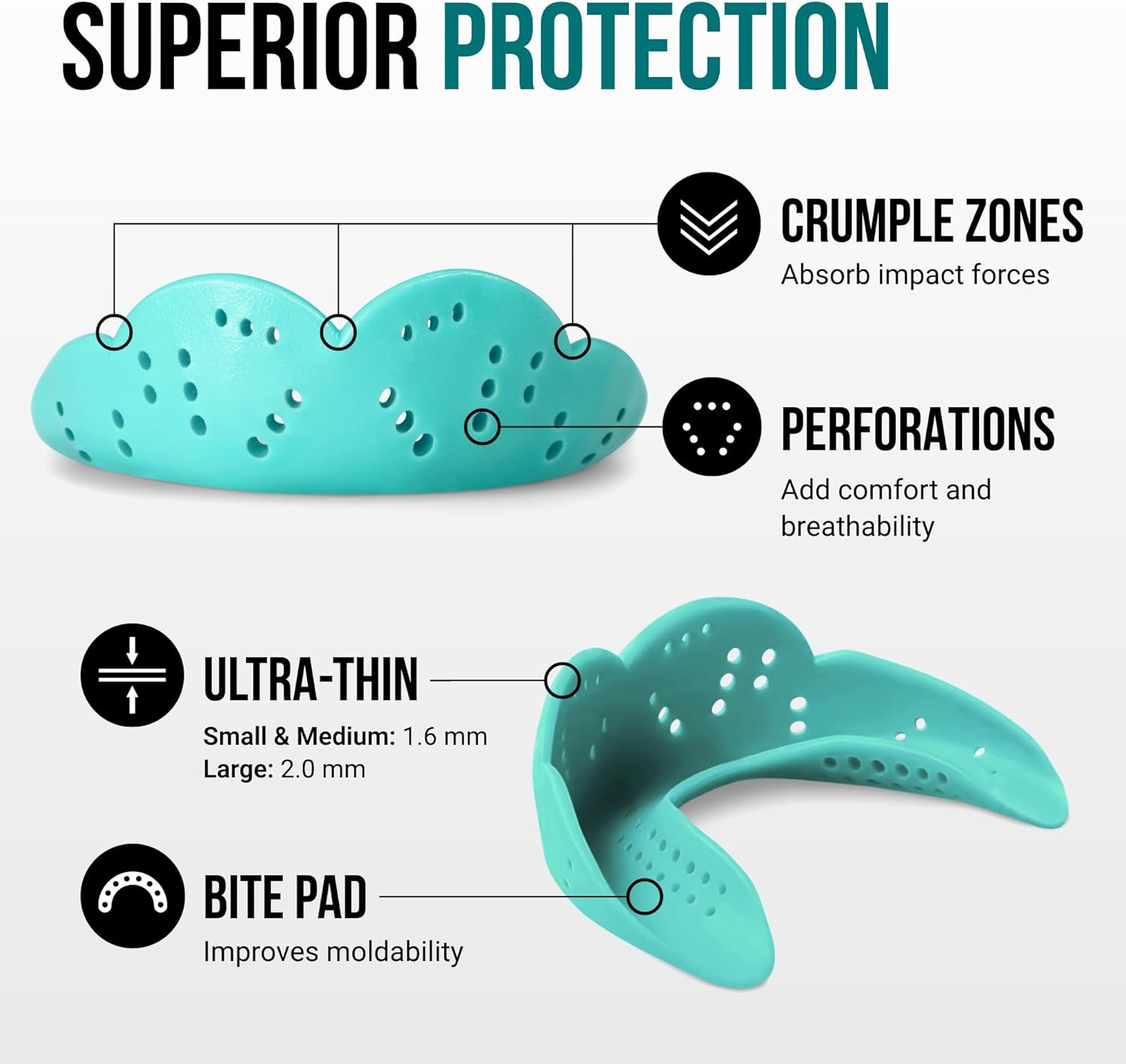 SISU Aero Small Mouthguard, Awesome Aqua - 30% Stronger Protection for Lacrosse, Football, Hockey, Roller Derby, Team Sports - Remoldable Up to 20 Times - Ultra Slim - Non Toxic - Image 3