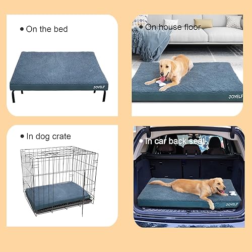 Miniatura 6 de JOYELF Alfombrillas grandes para cama para perros, cama ortopédica para perros, alfombrilla de espuma para jaula de huevos con funda lavable,