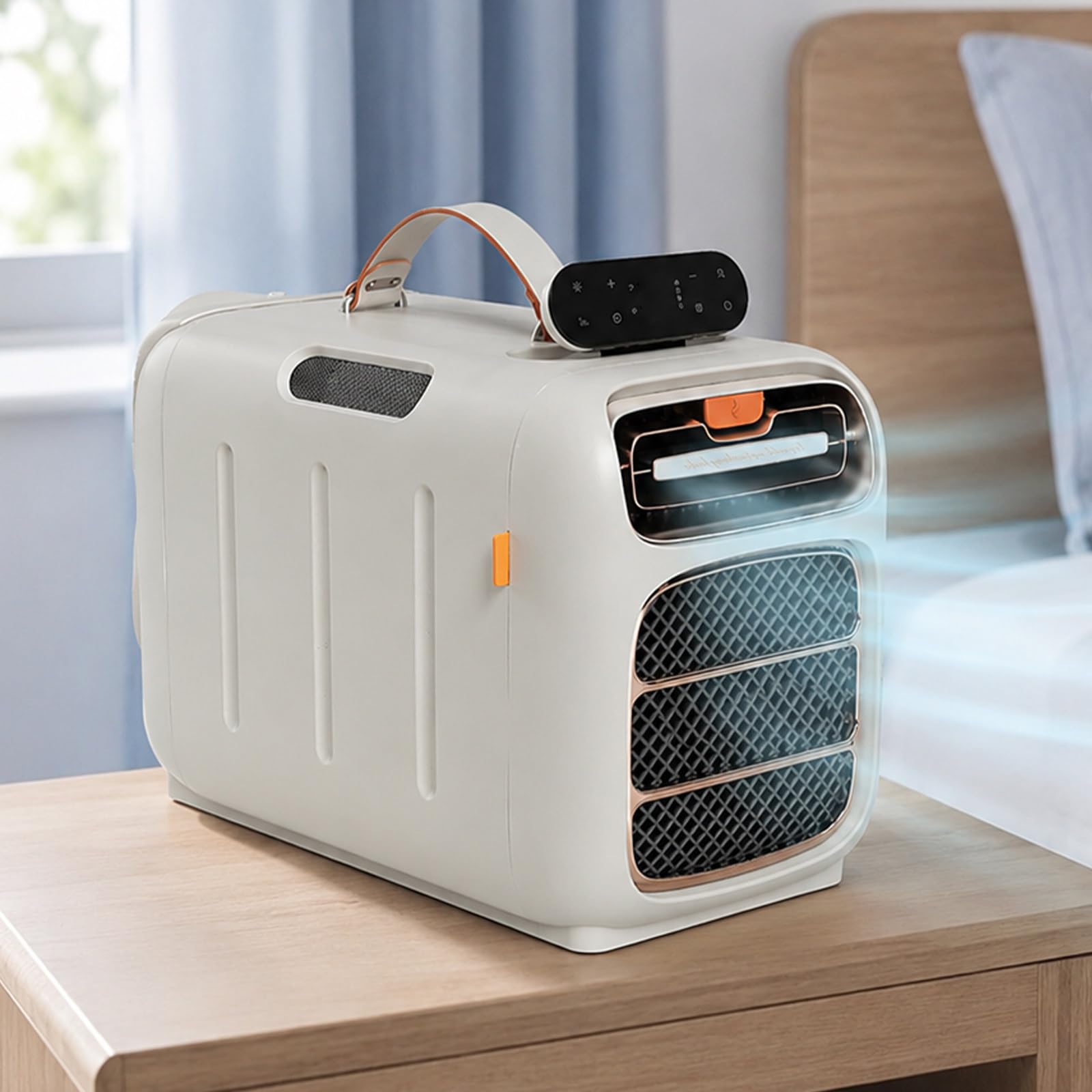 lilishangmao Climatiseur Mobile 4700 BTU, Climatiseur de Camping à Double Tuyau avec 4 Modes (Cool, Dry, Fan, and Sleep), 3 Vitesses, Minuterie et Télécommande pour Tente, Van et Caravane