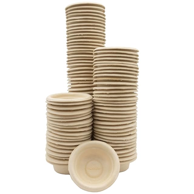 Pangea Pequeñas Tazas biodegradables para Alimentos y Agua, 100 Unidades, Color marrón (SPC-100)