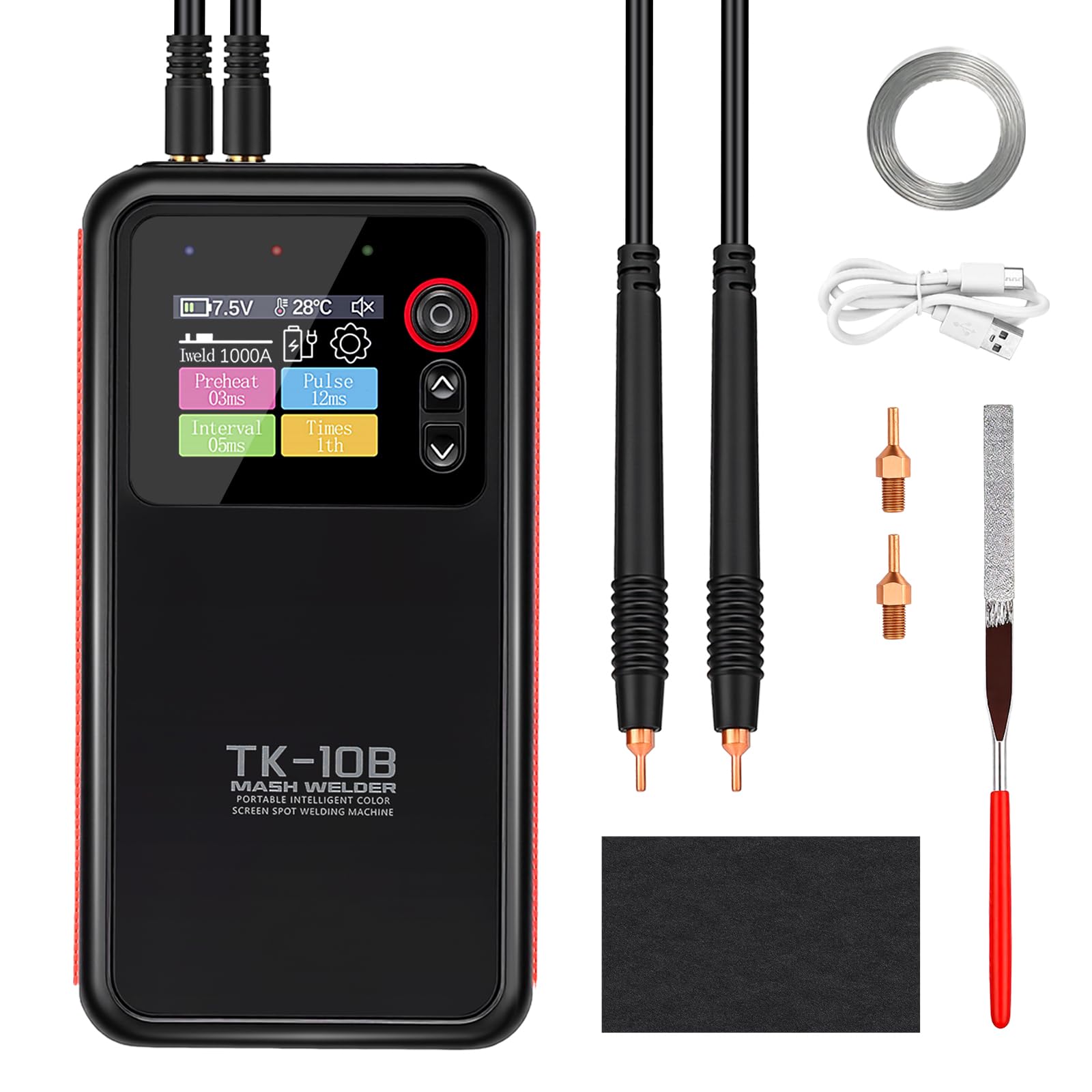 Soldador por puntos inalámbrico, soldador de puntos portátil con batería de 5000 mAh,soldadura ajustable, protección contra sobrecalentamiento, para baterías 18650 26650 32650 Li-ion Ni-MH Ni-Cd
