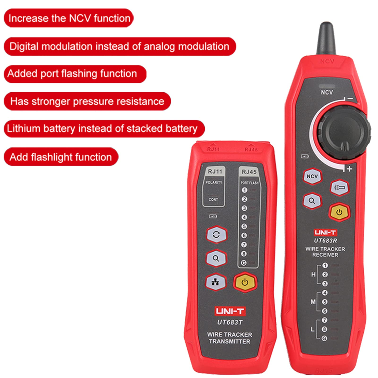 UNI-T UT683KIT Tester kabli Tracker drutu do testowania kabli RJ11 i RJ45, kabel do wyszukiwania linii telefonicznych, połączenie konserwacji sieci, narzędzie do naprawy sieci