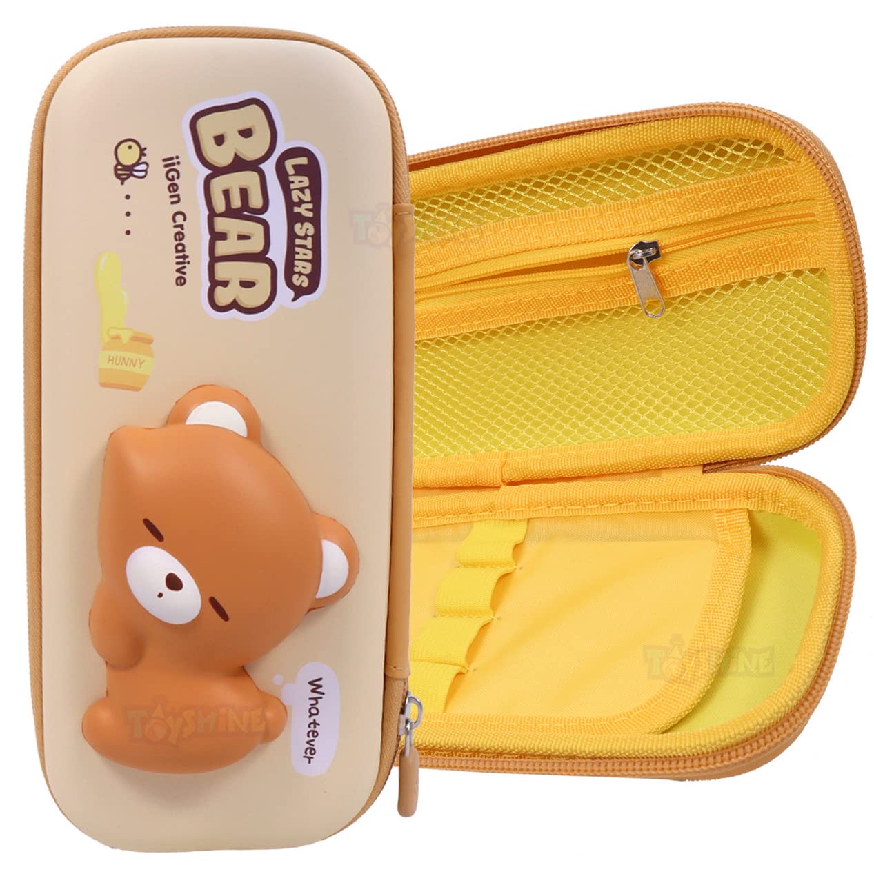Toyshine Ethylene Vinyl Acetate (Eva) Soft Touch Pencil Case With Compartments - Kids Large Capacity School Supply Organizer Students Stationery Box - Girls Pen Pouch- Bear Brown (B09SV1DPK9) Amazon Price History, Amazon Price Tracker