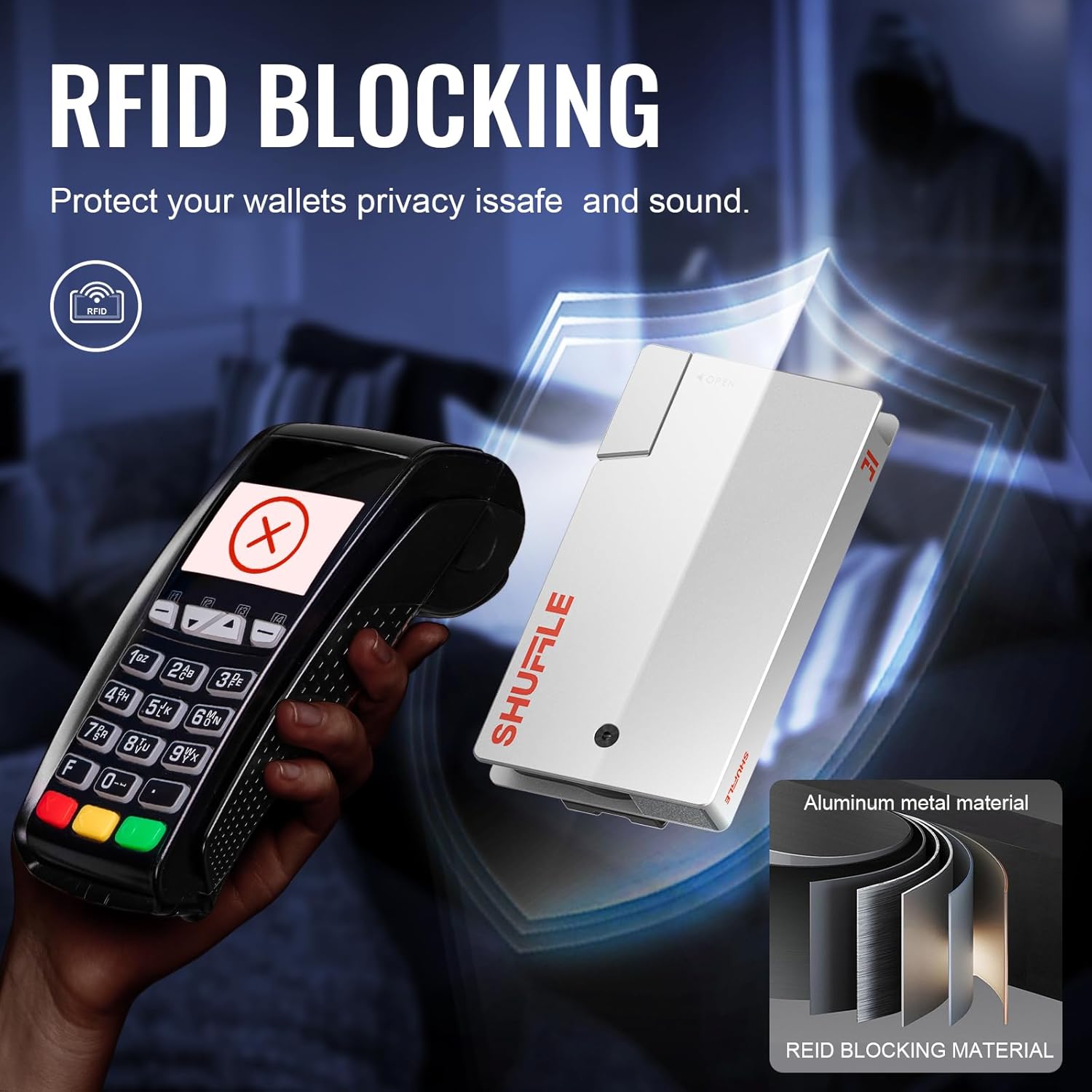 Shuffle Wallet for Men - Innovative Deck-of-Cards Opening Mechanism Wallet with RFID Blocking, Ultim Slim Modular Design to Holds 6-8 Cards, Sleek Money Clip & Aluminum Men Wallet (Polar Ice) - Image 4