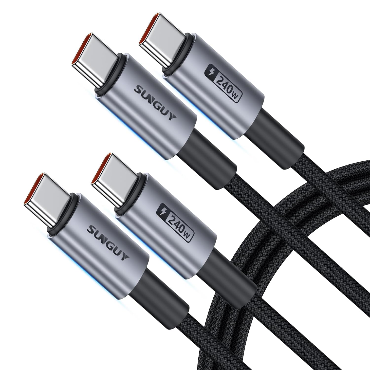 SUNGUY 240W USB C to USB C Cable [5FT, 2-Pack] Fast Charging Long Cord