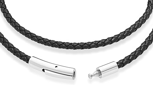 Miniatura 3 de Miabella Pulsera de cuero trenzado de doble envoltura italiana genuina para hombres y mujeres, cierre de acero inoxidable, fabricada en Italia