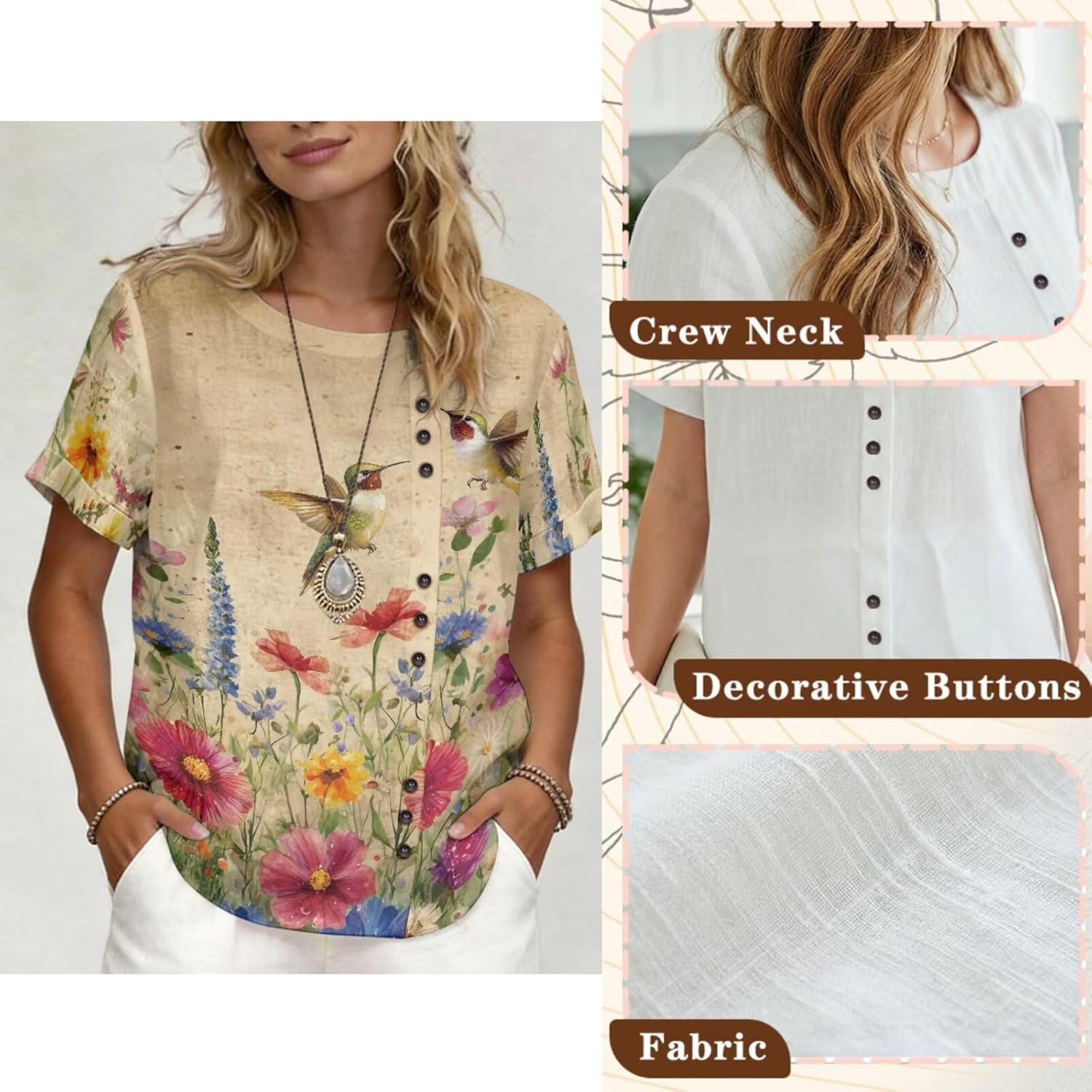 Womens 2 Piece Outfits Short Sleeve Tops and Elastic Waist Pants Travel Lounge Sets Plus Size Summer Linen Set
