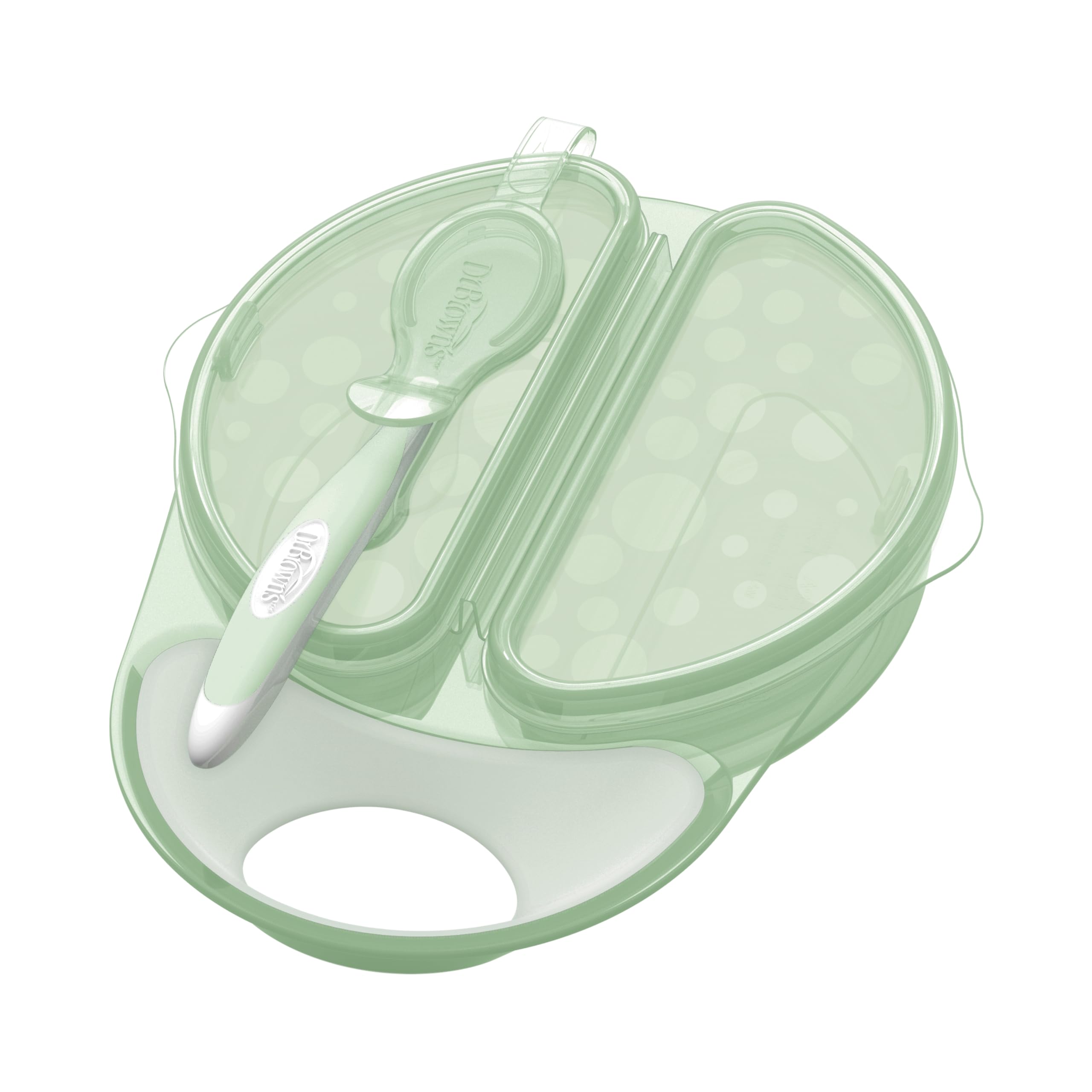 Dr. Brown's Travel Fresh Bowl and Snap-in Spoon, Divided Bowl with Spoon for Toddler Feeding On The Go, BPA Free, 4m+