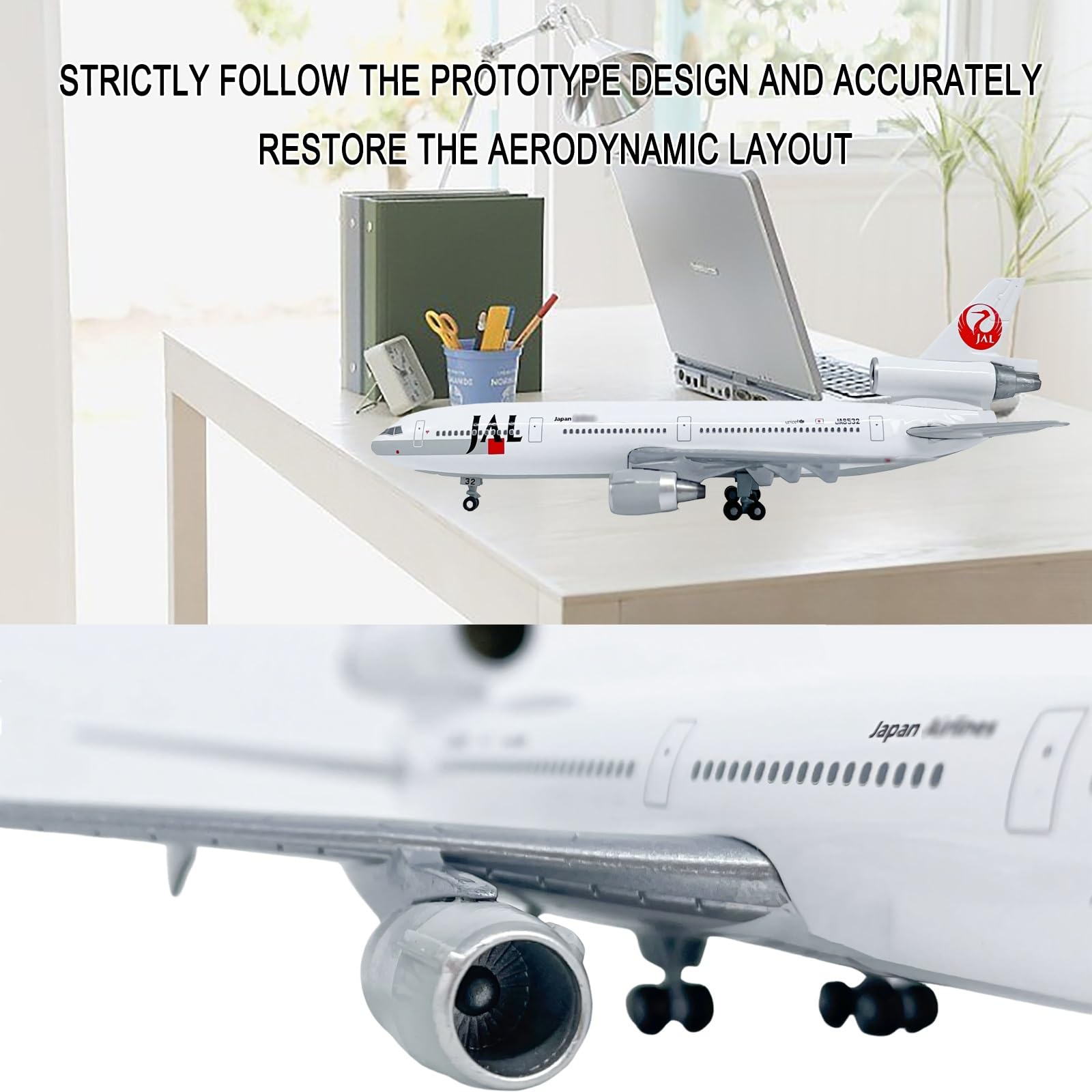 Modello aereo preassemblato metallo pressofuso JAL DC-10 scala 1:400 con espositore JA8530 Simulazione alta precisione, regalo for collezionisti aviazione, decorazione tavolo for adulti