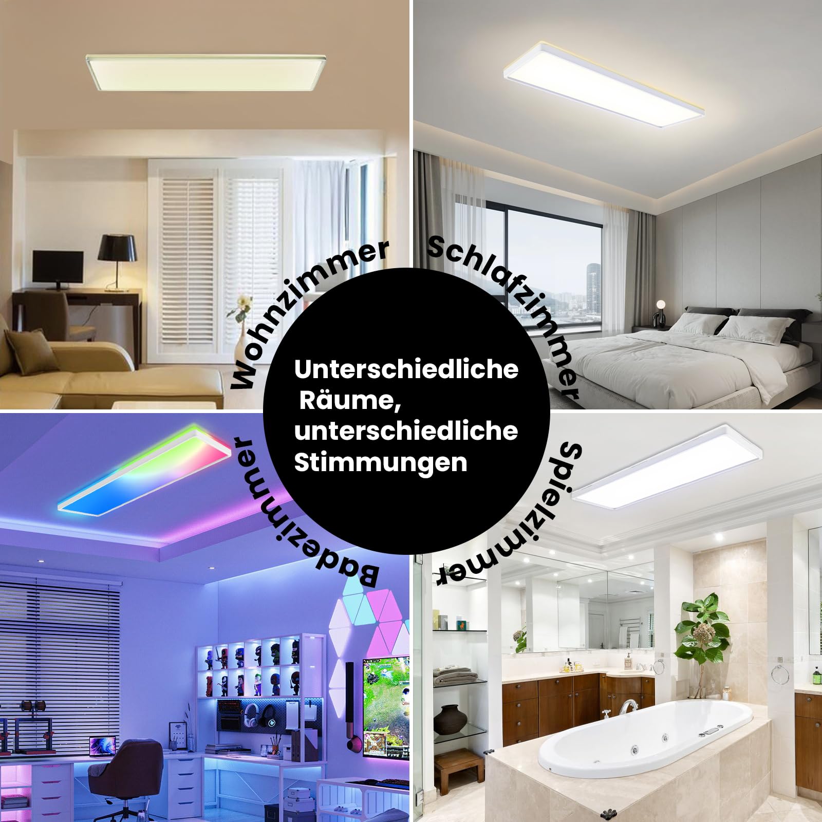Epicflare Lámpara de Techo RGBW + 4000K LED Lámpara de Techo 21W IP44 Plafon LED Techo Regulable Lampara Techo con Mando a Distancia para Salón Dormitorio Cocina Baño