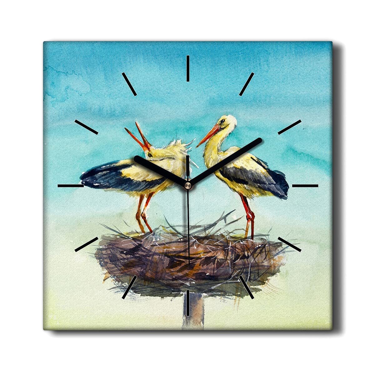 Horloge sur Toile Oiseaux Cygnes 30x30 cm Coloray pour Décoration Murale Salon