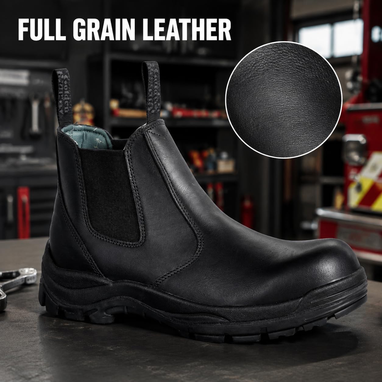 Golden Retriever Waterproof Slip-On Steel Toe Work Boots for Men