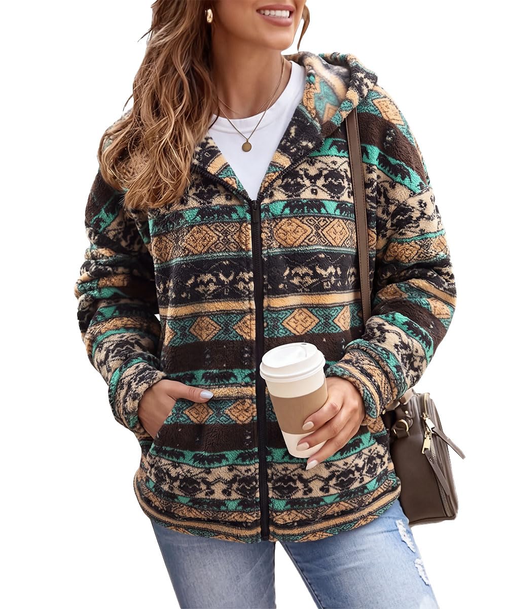 SCHOOLMOON Fleecejacke Damen Winter Sherpa Plüschjacke Kapuzen Kuscheljacke | |Teddyjacke Warme Wolljacke Reißverschluss Kapuzenjacke Winterjacke Mantel Mit Tasche
