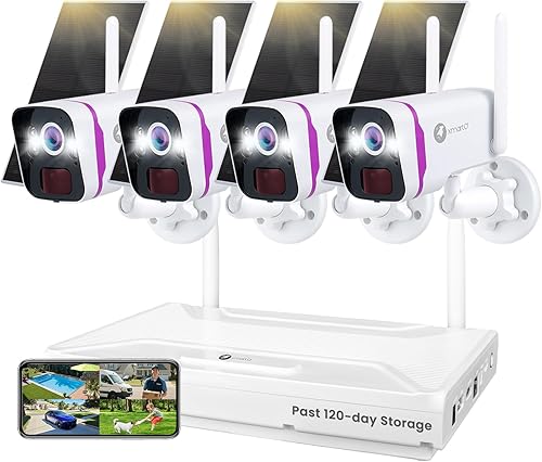 Miniatura 12 de xmartO Sistema de cámara de seguridad solar sin cables WiFi 6, kit de cámara CCTV QHD de 4 cámaras 4MP con NVR WiFi 4K expandible de 10 canales y