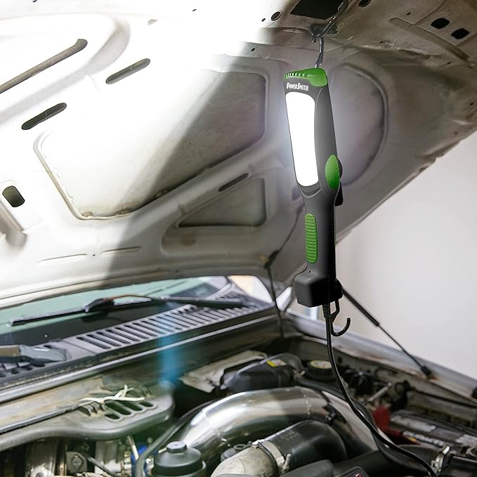 PowerSmith Work Light Drop Light 3000 Lumen 25 ft. 16/3 SJTOW Oil-Resistant Power Cord, 12 Amp Power Outlet, Neodymium Magnet (PDL3025)