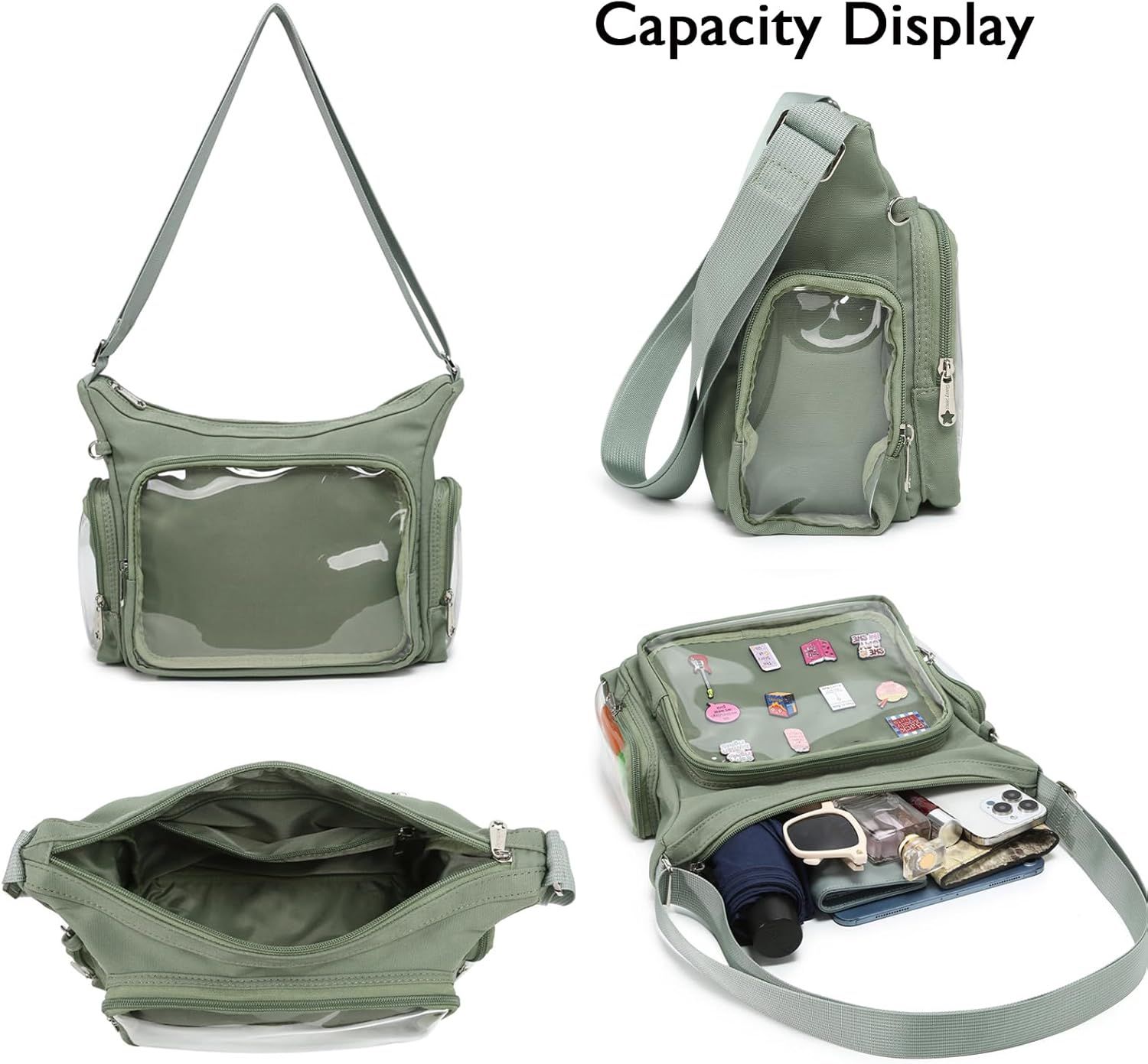 Canvas Ita Bag Crossbody Shoulder Bag Kawaii Purses and Handbags with Anime Pins Display - Image 4