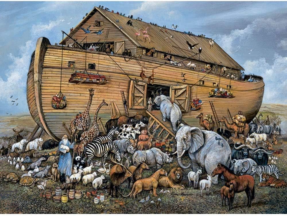 Bits and Pieces – Value Set of Three 1000 Piece Jigsaw Puzzles for Adults – Last Supper, Noah's Ark, in The Manger by Artist Ruane Manning, Completed Puzzle Size: 20" x 27"
