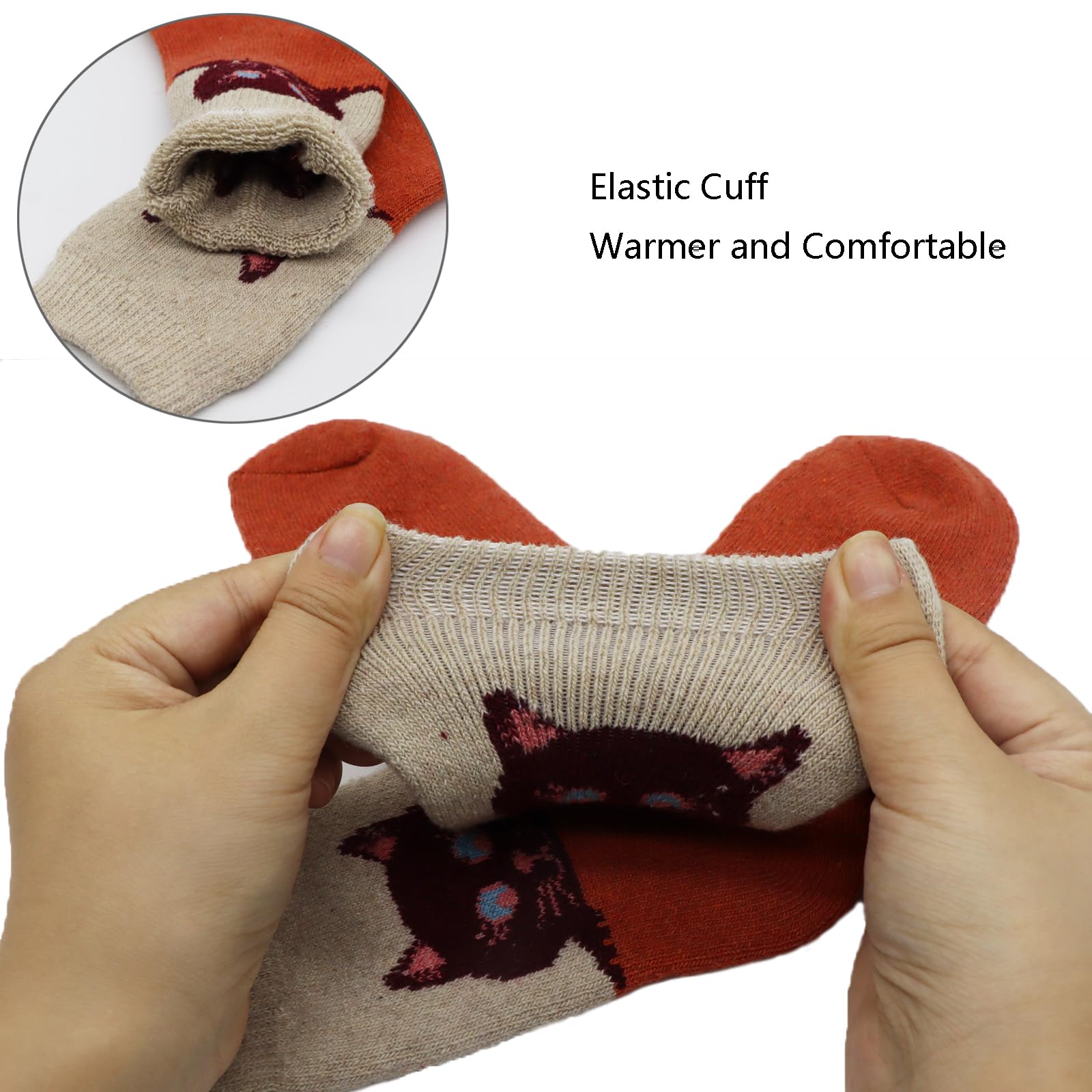 YZKKE 5Pack Womens Warm Wool Soft Cozy Crew Socks Cute Animal Owl Cat Design Sock for Fall Winter Gifts Size 5-9