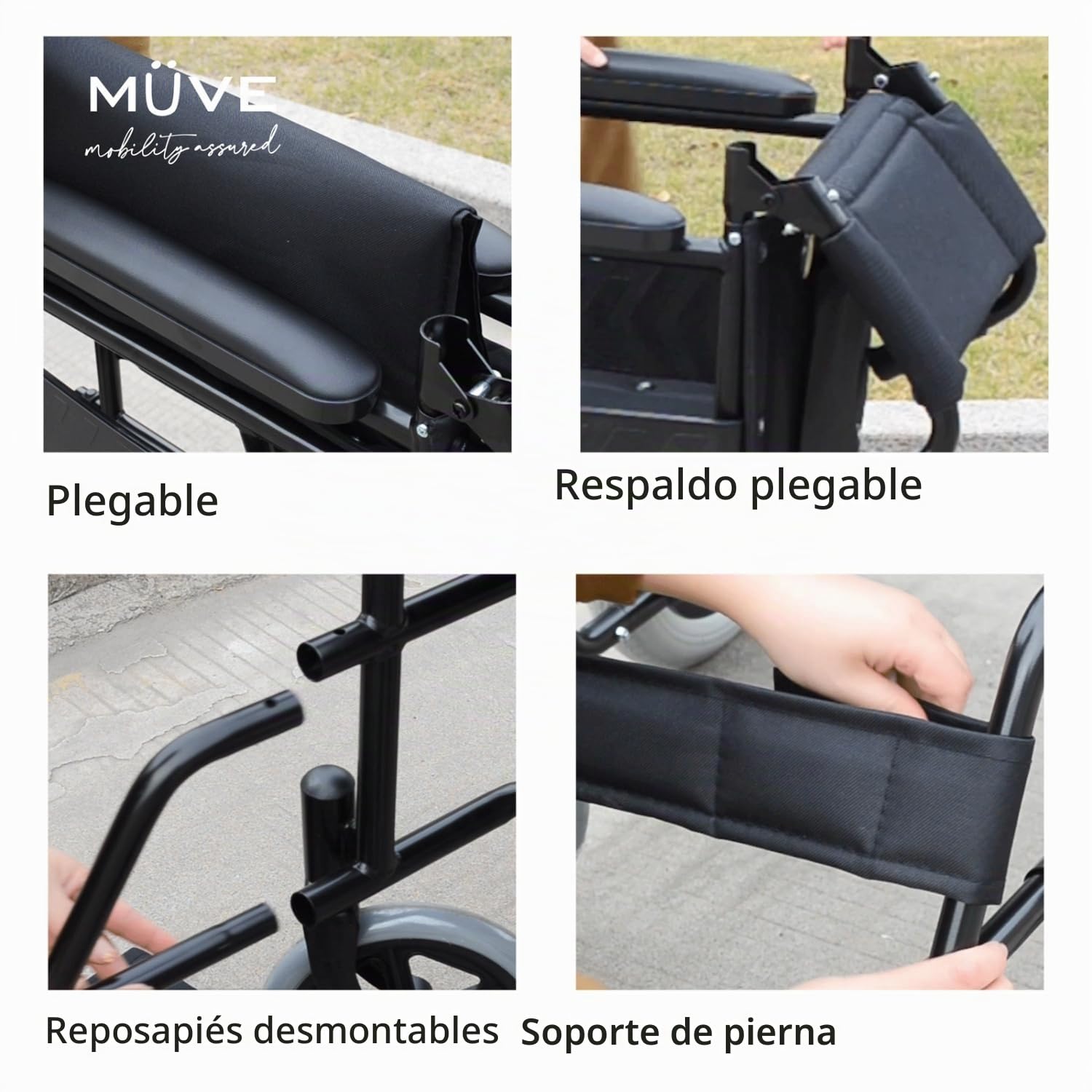 Reliance Medical Silla de Ruedas Muve Transit 18 pulgadas, Silla de Ruedas plegable, Sillas de Ruedas para Adultos Óptimo para Meter en el Maletero