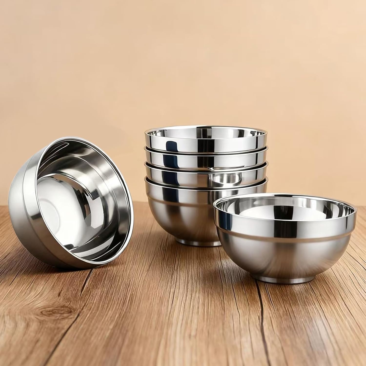 Stainless Steel Bowl Set: 500 ml Cereal Bowl, Set of 10 with Gift Box Included. Double Walled Insulated & Dishwasher Safe, Durable Deep Soup Bowl, Suitable for Home Kitchen & Child (Silver)
