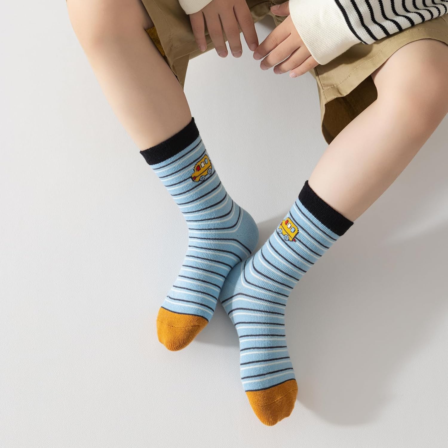 Zumou Toddler Kids Little Boys Fashion Cotton Crew Socks 5/10 Pack