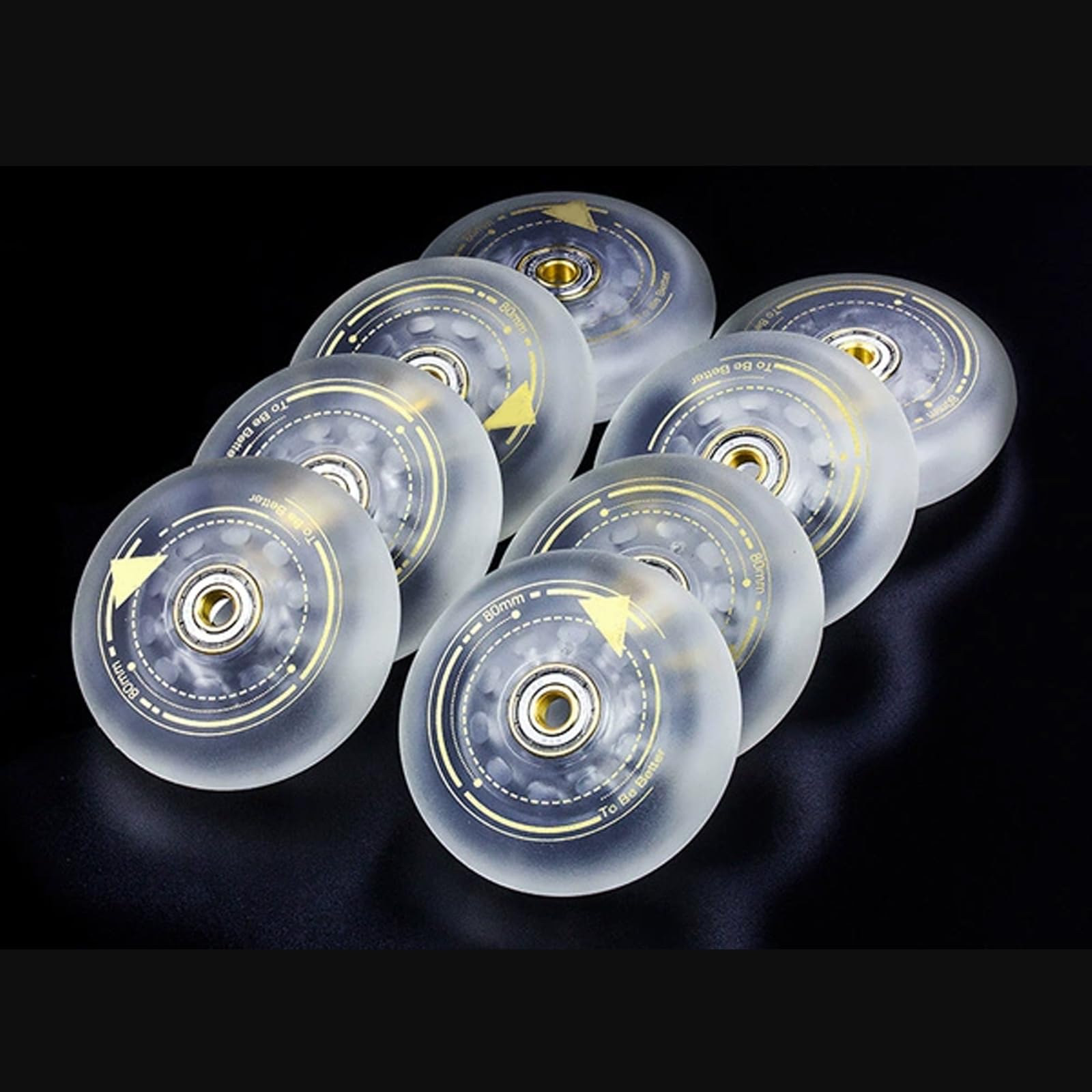 Ruedas de Repuesto para Patines en Línea Exterior Interior Ruedas para Patines en Línea de Velocidad Shine Flash, 8 Piezas, 90A, con Inserto de Chispa Firestone, Rodamiento Dorado, Modelo A, 80 mm