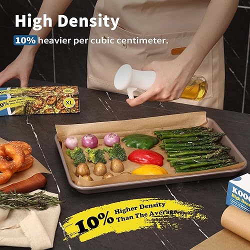 Miniatura 4 de KOOC Rollo de papel pergamino prémium de 72 pies 15 pulgadas de ancho, papel de hornear antiadherente, sin blanquear Ideal para hornear, cocinar y