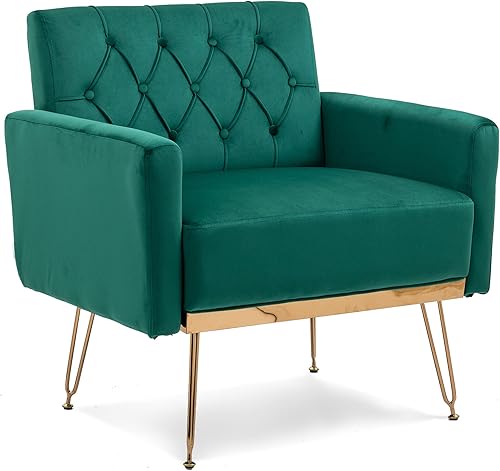 Olela Silla decorativa de terciopelo con brazo para sala de estar, sillón moderno, sofá individual, acogedora silla auxiliar tapizada para lectura