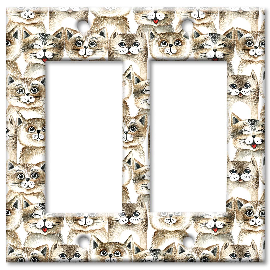 Art Plates 2 Gang Rocker - GFCI Wall Plate - Brown Cat Toss - Made in USA