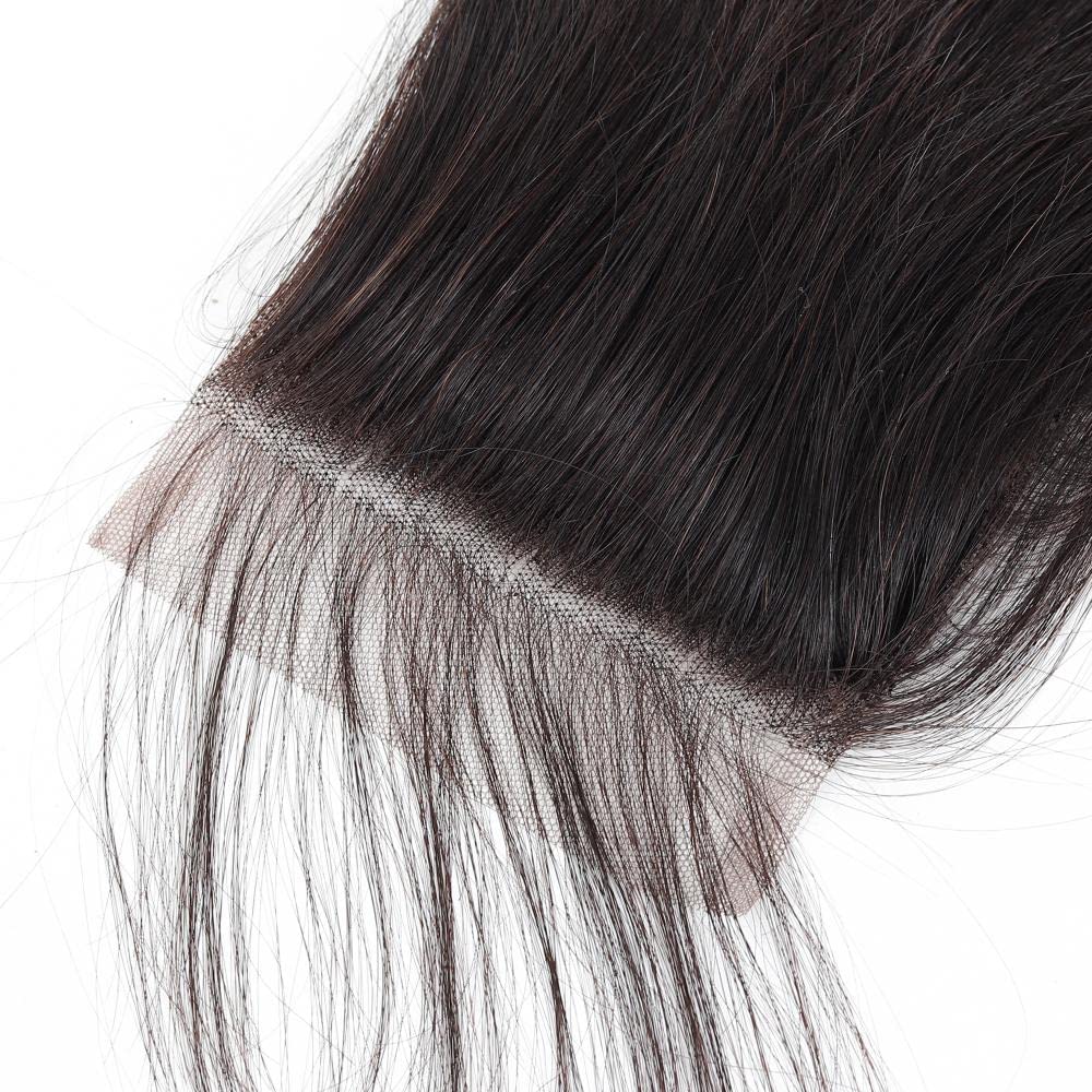 12A Brazilian Straight 4x4 HD Lace Closure Free Part Hand Tied Transparent HD Lace Closure 100% Unprocessed Human Hair Transparent Lace Closures Pre Plucked Natural Black (20 Inch)