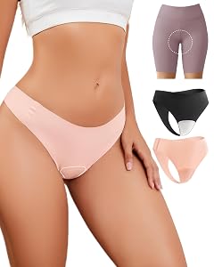 EclatBling Seamless Workout Thongs for Women - No Show Womens Underwear with Wide Gusset Invisible Panties Nude Black