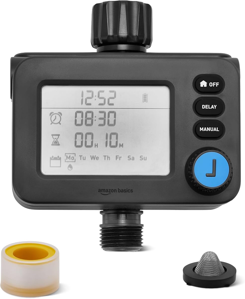 Amazon Basics Single-Outlet Hose Watering Timer, Digital Programmable, 1 Pack