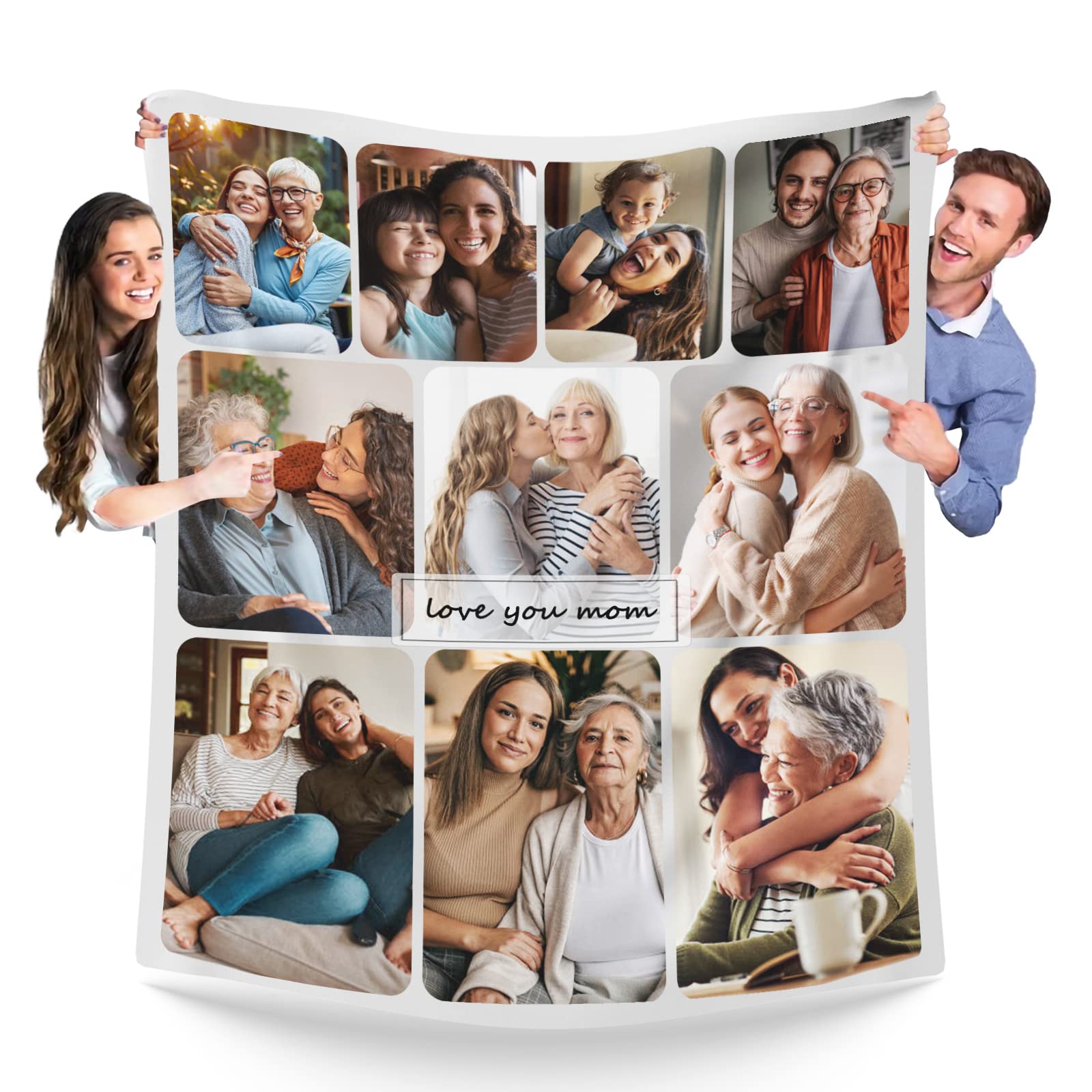 M YESCUSTOM Personalised Photo Blanket, Custom Fleece Throw with Text, Customized Picture Blankets Fathers Day Birthday Gift Fits Couch Sofa Bedroom Living Room 40x50 inch