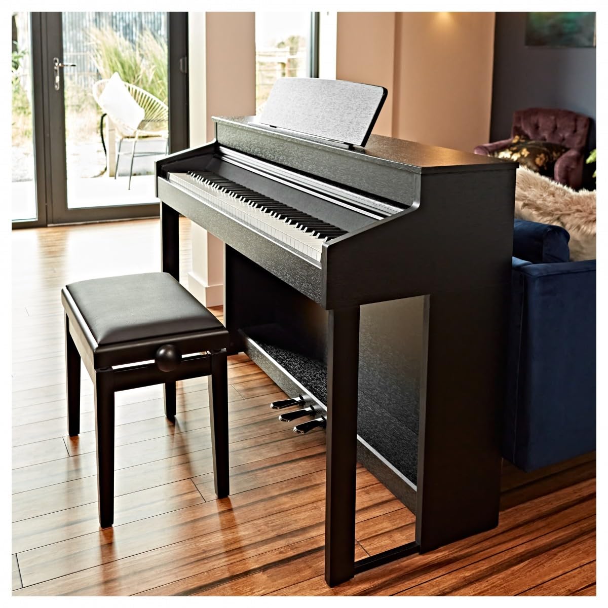 G4M Sonori Upright-Digitalpiano, niedrig, Mattschwarz | Kraftvolle Klangmaschine mit XLN-Audio-Addictive-Keys-Samples, Touchscreen-Interface, Echte Hammermechanik, Satin Schwarz