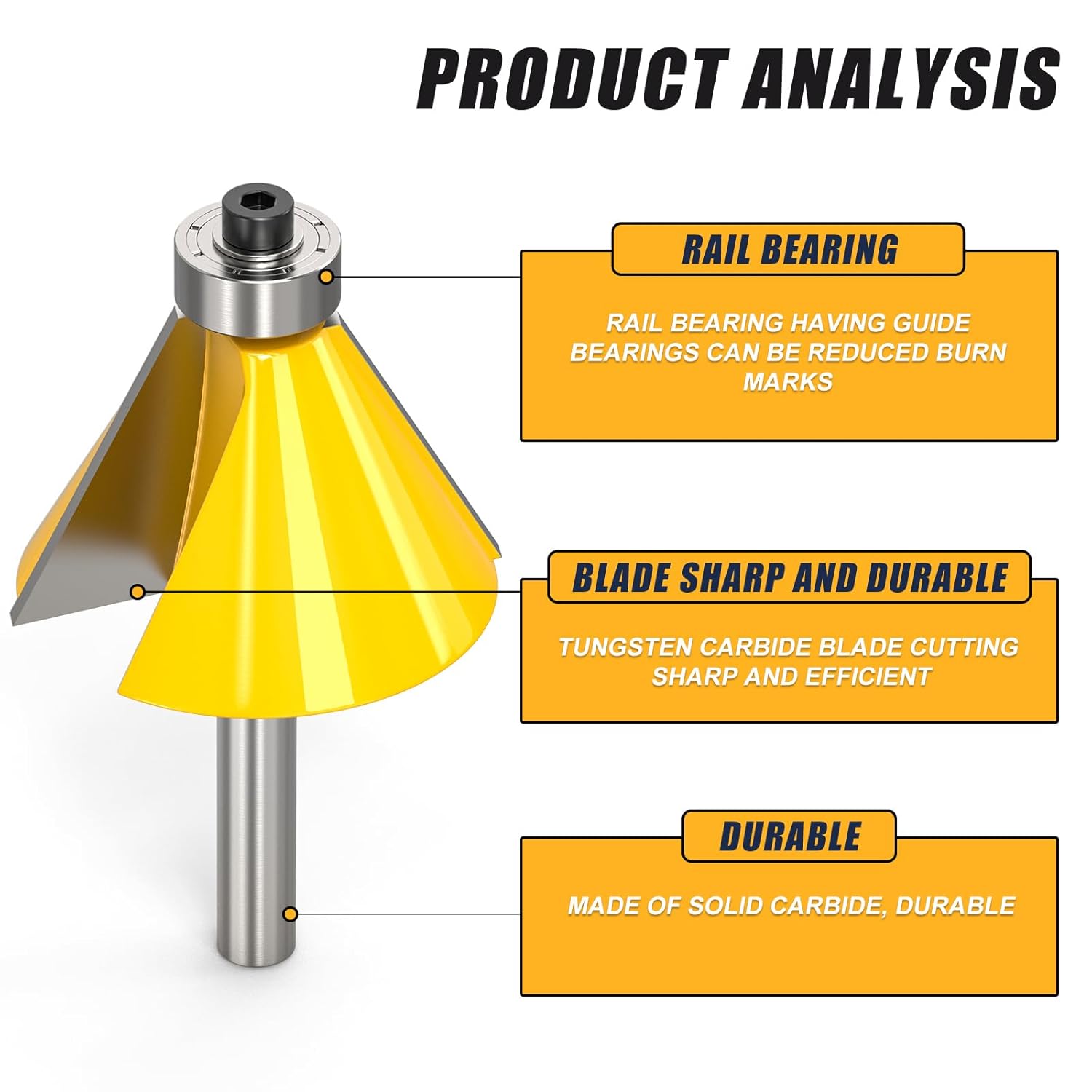 5PCS Chamfer Router Bit Set 1/4 Inch Shank Dish Carving Router Bits with Top Bearing for Woodworking, 11.25, 15, 22.5, 30, 45 Degree