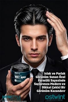 Ostwint Menstyle Collection Profesyonel Saç Şekillendirici Wet Wax, Doğal ve Güçlü Tutuş, Uzun Süreli Etki, No:04, 150 ml