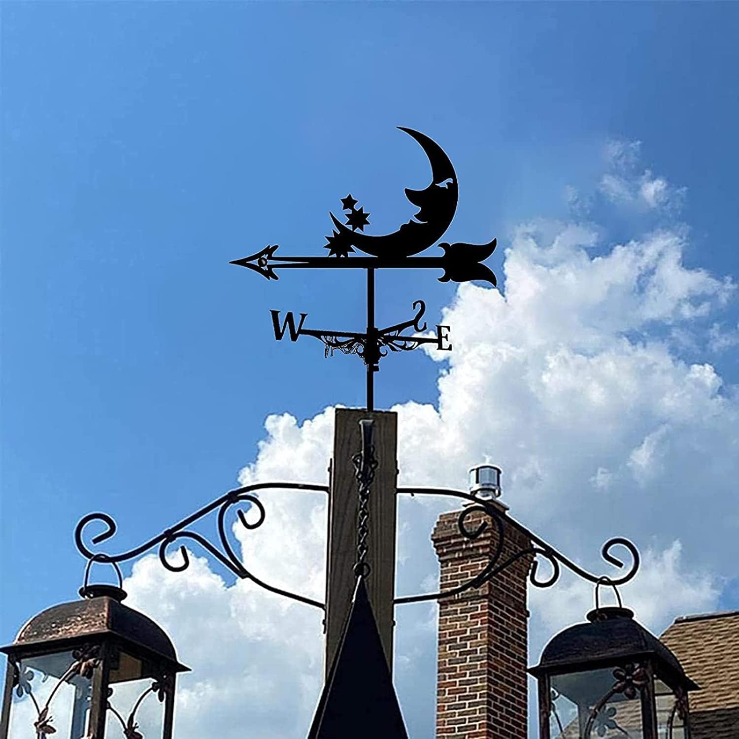 ウェザーベーンメタルウェザーベーンレトロファームシーンガーデンステーク風向インジケータ、耐久性のあるガーデンデコレーション風ベーン(