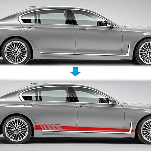 Miniatura 15 de QianBao Calcomanías de vinilo con diseño gráfico de rayas laterales para puerta de auto, calcomanías modificadas para bricolaje, universal