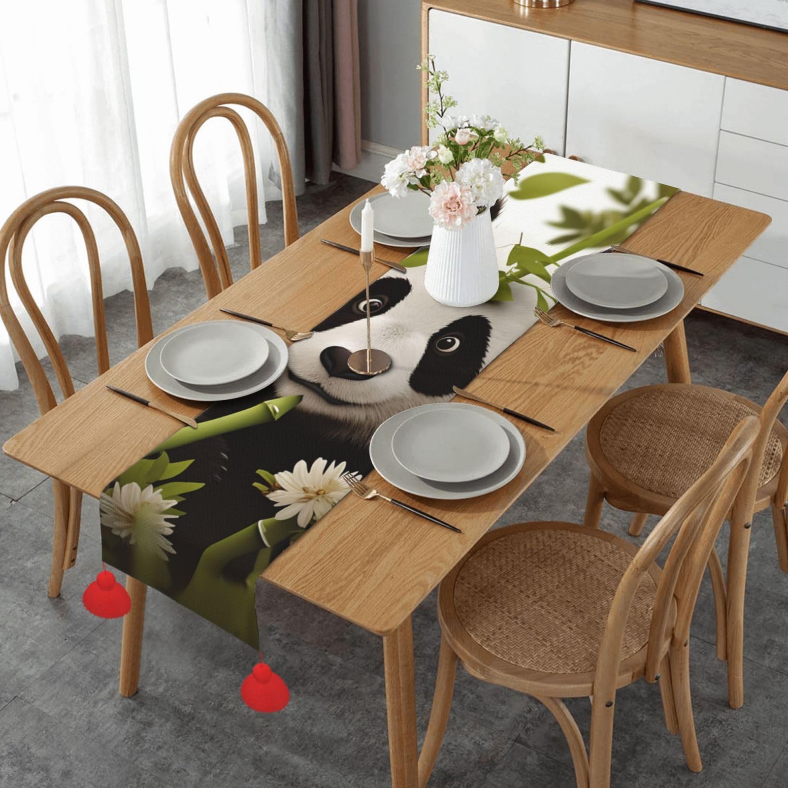 Chemin de table panda pour protéger et décorer la cuisine et les fêtes