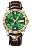 Fashion Men's Business Casual Quartz Luminous Waterproof Date Wristwatch with Leather Strap