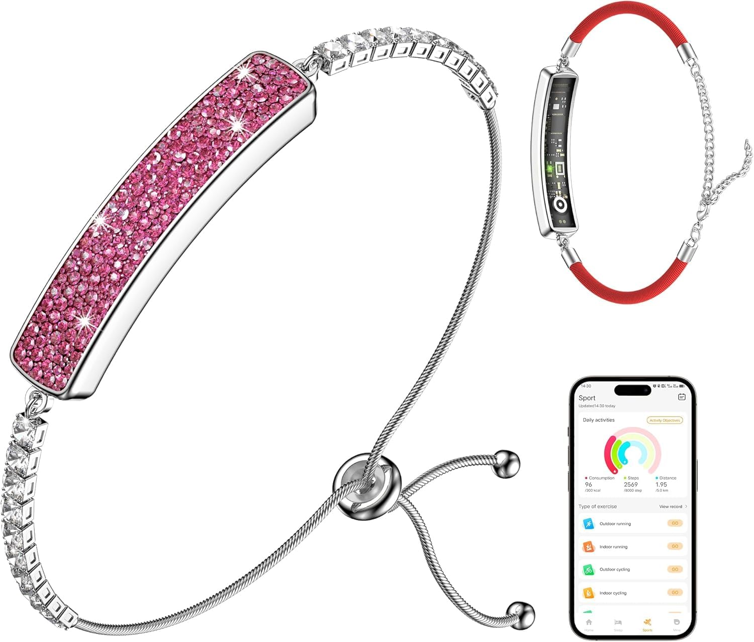 Photo 1 of RIFESI Smart Bracelet for Women,Daily Fitness Activity Tracker/Heart Rate Tracking/Sleep Tracking/Step Counter,1ATM Waterproof,Multiple Sport Modes, Fitness Tracking Wearable with Free App, 2 Bands