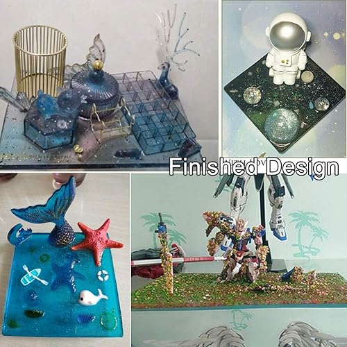 Miniatura 7 de Molde de resina de silicona grande, paquete de 3 moldes de bandeja de resina de gran tamaño, juego de moldes de silicona para bricolaje, cuadrado de