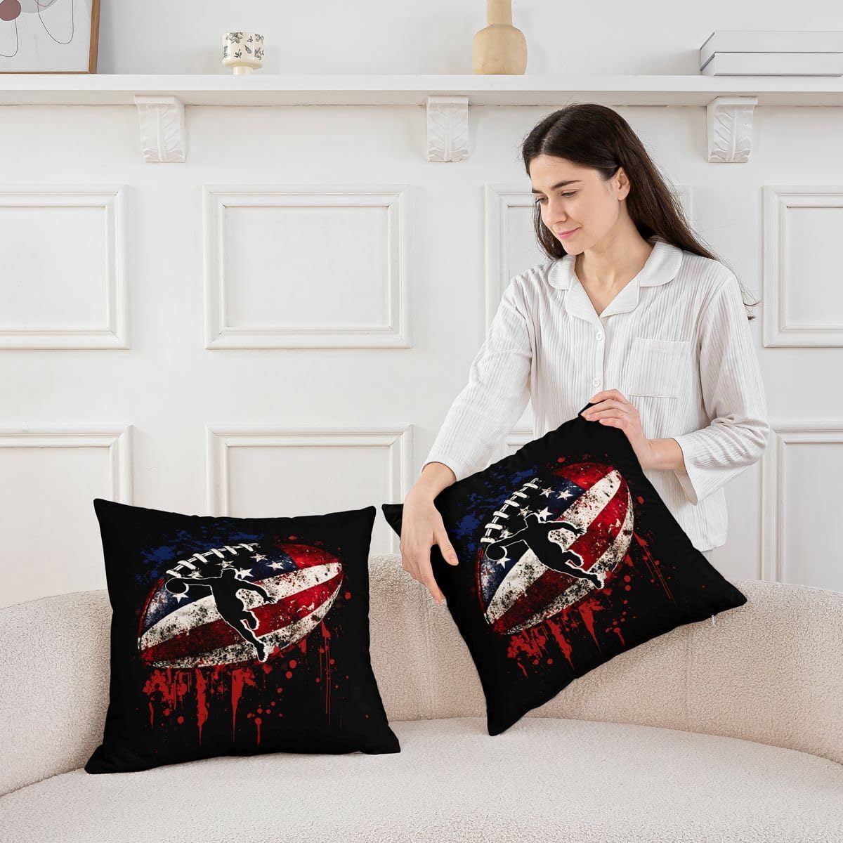 Feelyou Football Kids Boys Girls Throw Pillow Covers 1 Pcs 24"x24" image 3