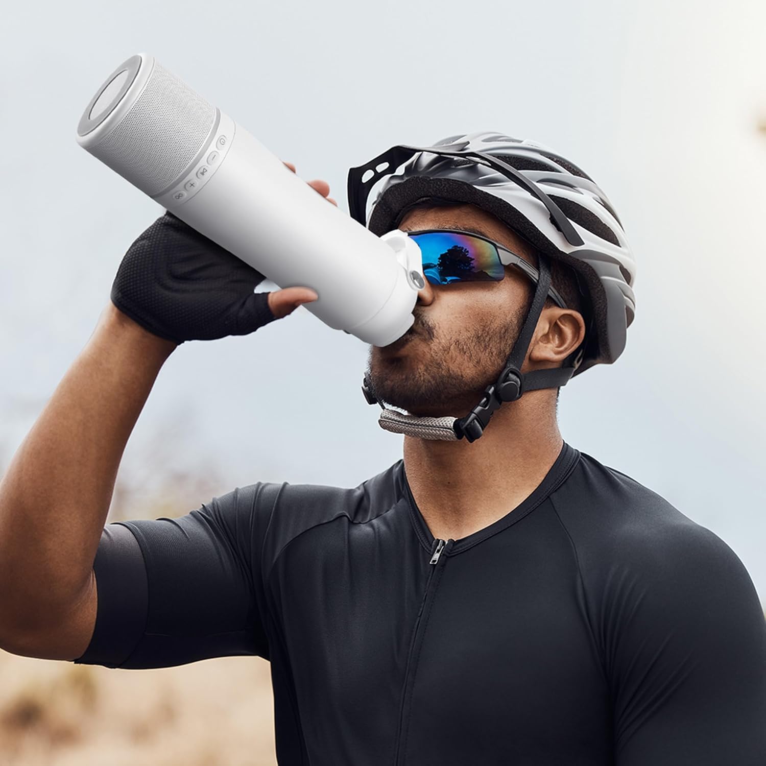 Water Bottle with Portable Bluetooth Speaker - Modular Insulated Water Bottles w/Handle, BT5.3, TWS Pairing Speaker and Stainless Steel Cups for Camping Sports Beach (White) - Image 4