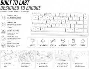 AJAZZ NK68 V2 Mechanical Keyboard Wired, 68 Key Hot Swappable Gaming Keyboard, Compact 65% Mini Keyboard with Mixed Backlight, Full N-Key Rollover for PC Mac Office