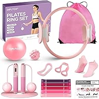 Vista 9 de Pilates Ring Kit for Women, Pilates Equipment Accessories, Home Workout Set with Magic Circle, Mini Exercise Ball, Ankle Resistance Bands & Yoga