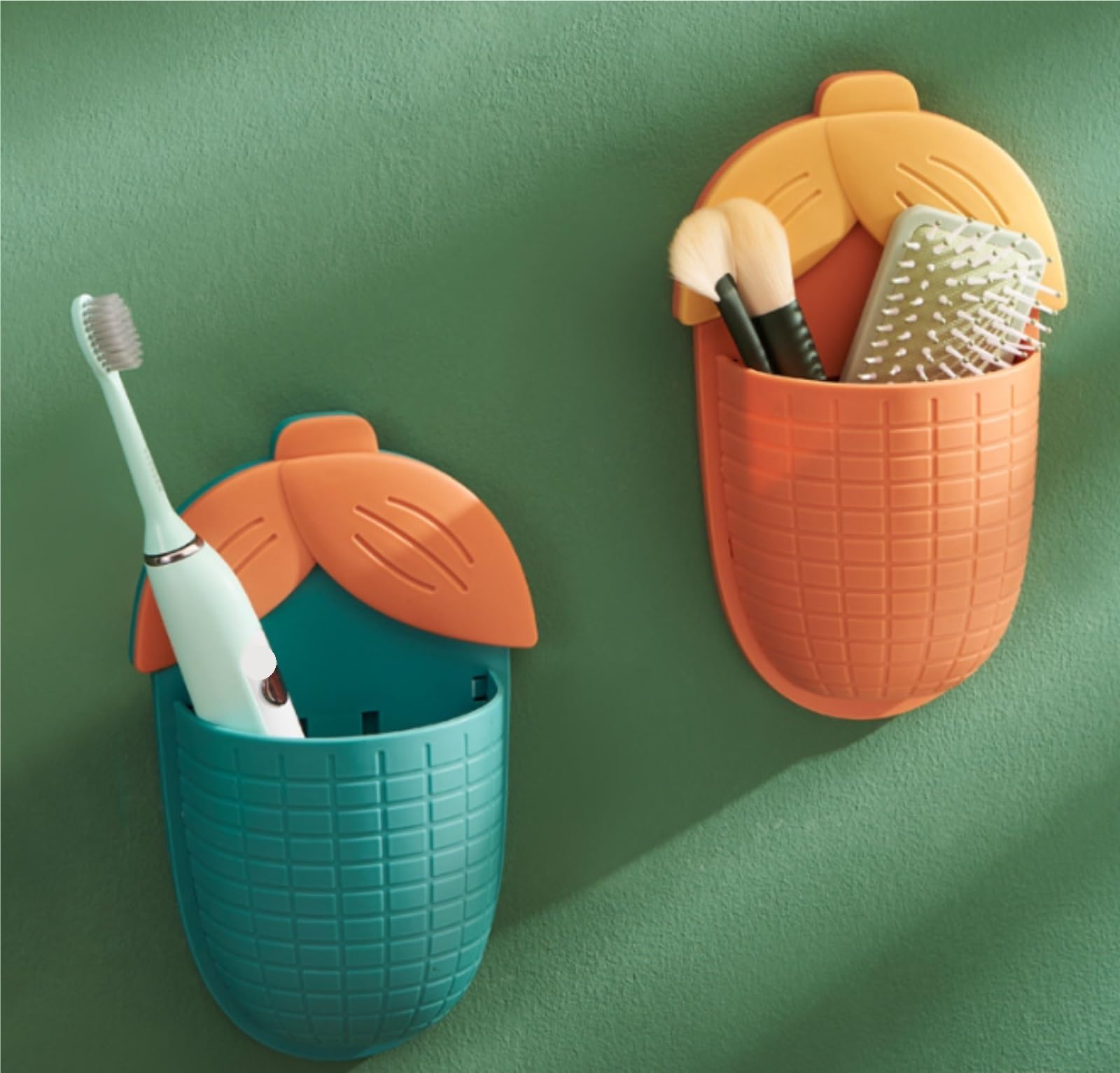 Organizador Cepillos De Dientes Soporte For Cepillo De Dientes, Baño Plástico Montado En La Pared, Sin Necesidad Perforar Agujeros Accesorios De Baño(Grün)