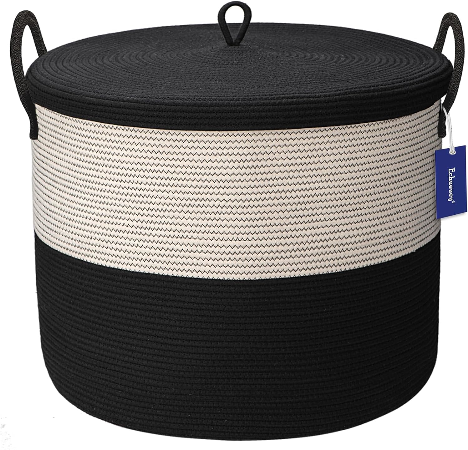 Laundry Basket, Cotton Rope storage basket, Woven Decorative Storage basket with Handles, for cloths, blankets, pillow, dirty cloth-image-35
