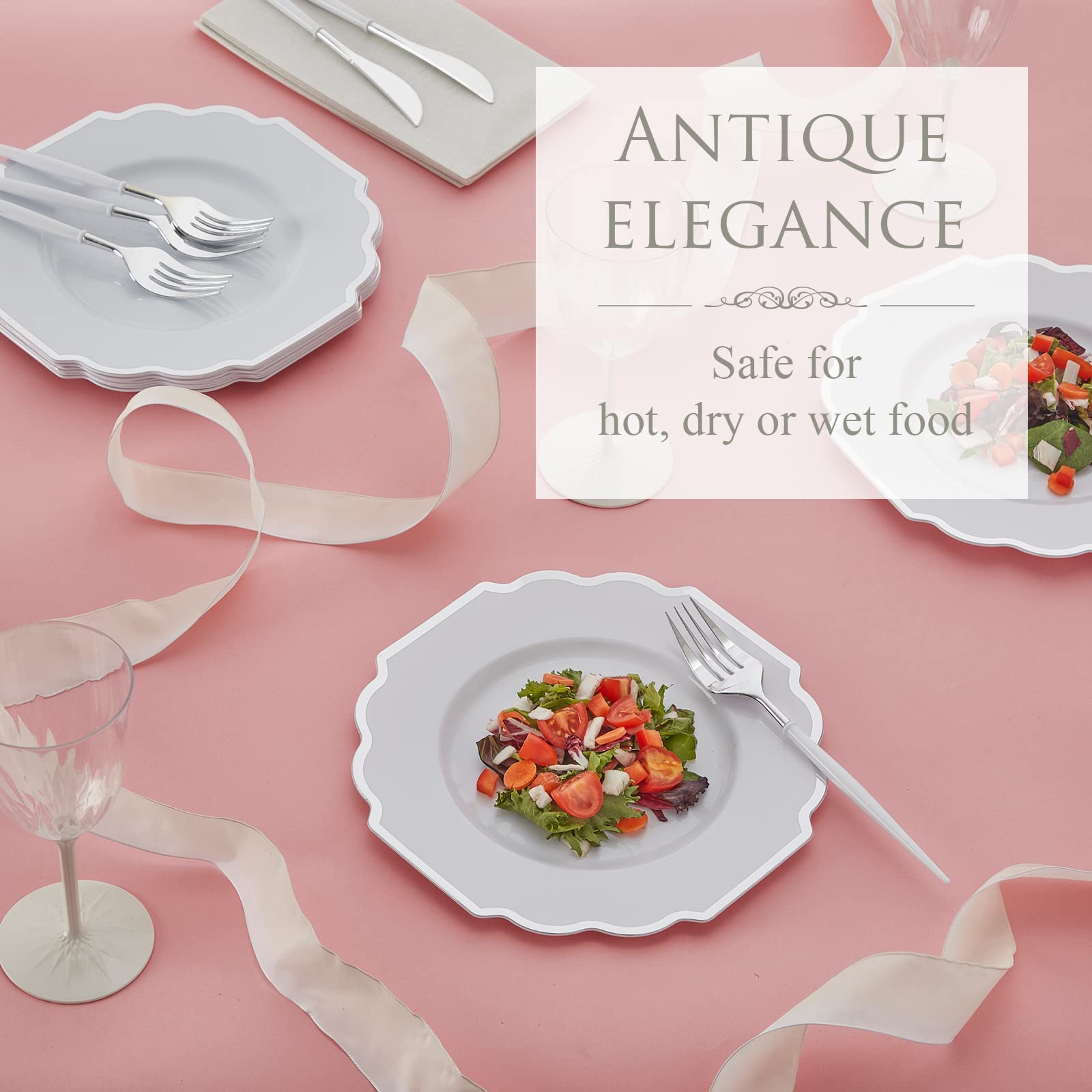 Silver Spoons Dessertteller – Elegante Einweg-Teller Mit Chinesischem Blumenmuster, 19 Cm, 10 Stück