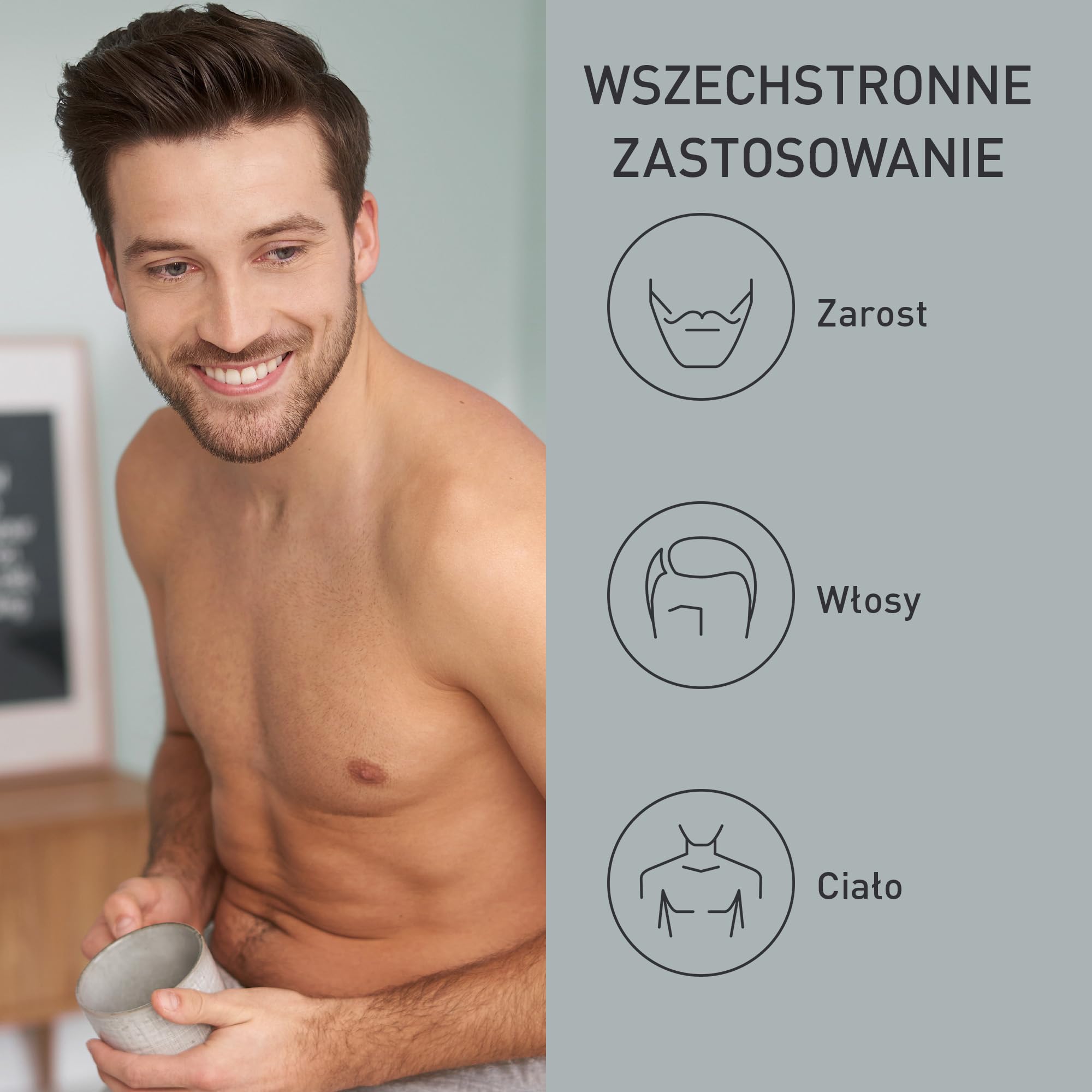 Panasonic ER-GB80 trymer do brody, 39 ustawień długości, 3 nasadki, 50minut pracy, Japanese Blade Tech, szary